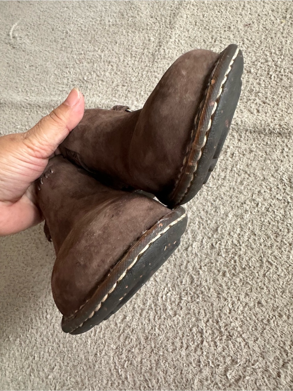 UGG Australia Brown Suede Shearling Fur Lined Buckle Slip On Mules Booties Clogs - Picture 6 of 12